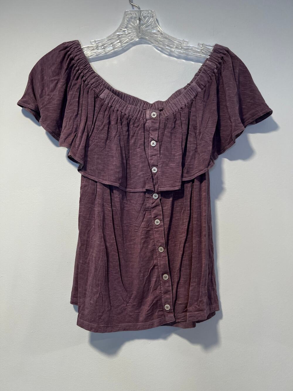 AEO Soft & Sexy Off the Shoulder Flutter Sleeve Pink Top Small